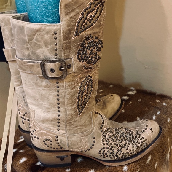 Lane Tan Leather Studded Gabbie Boots - Picture 3 of 5